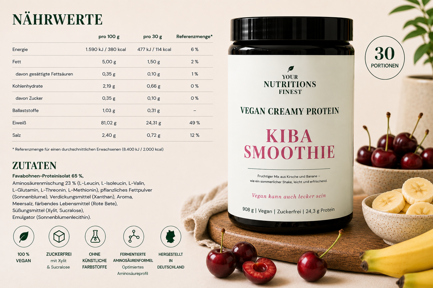 Veganes Proteinpulver – Kiba | 24,3 g Protein